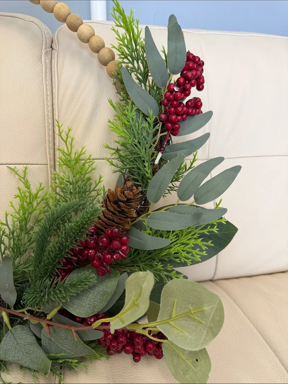 Festive Red Berry and Greenery Hoop Wreath - Home Holiday